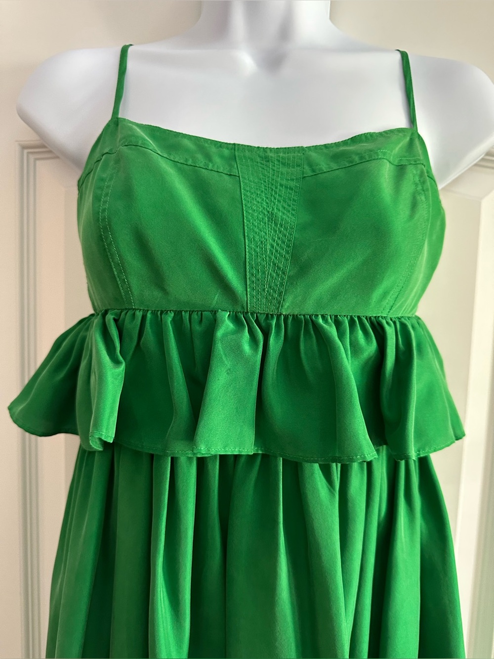 Ulla Johnson bright apple green silk spaghetti strap midi dress - Picture 6 of 12